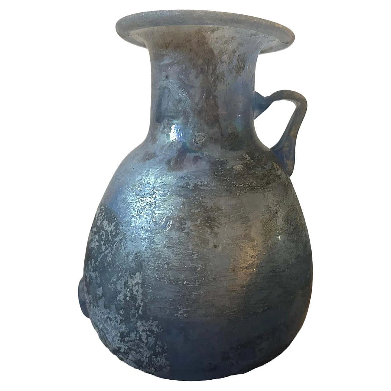 3 Blue and grey Scavo Murano glass vases in Cenedese style, 1970s 1