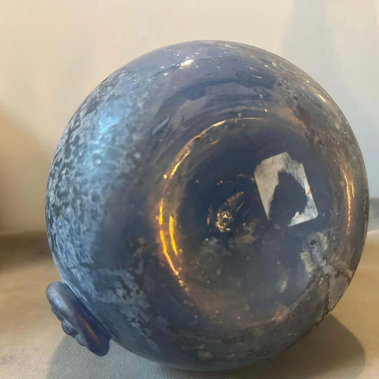 3 Blue and grey Scavo Murano glass vases in Cenedese style, 1970s 6