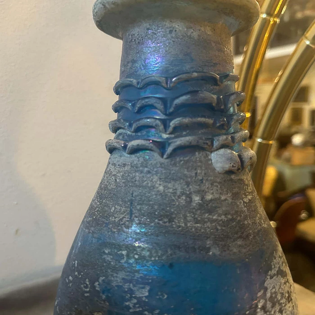 3 Blue and grey Scavo Murano glass vases in Cenedese style, 1970s 7