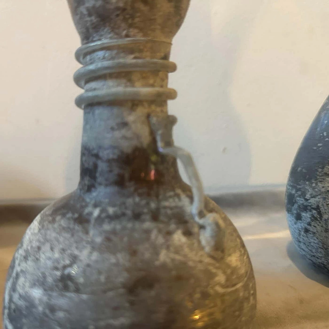 3 Blue and grey Scavo Murano glass vases in Cenedese style, 1970s 9