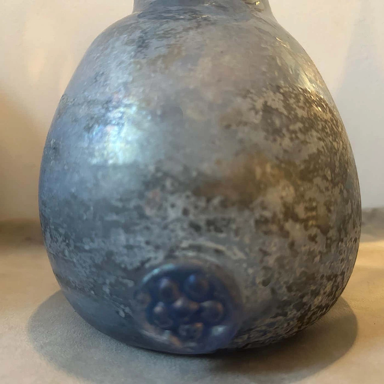 3 Blue and grey Scavo Murano glass vases in Cenedese style, 1970s 10