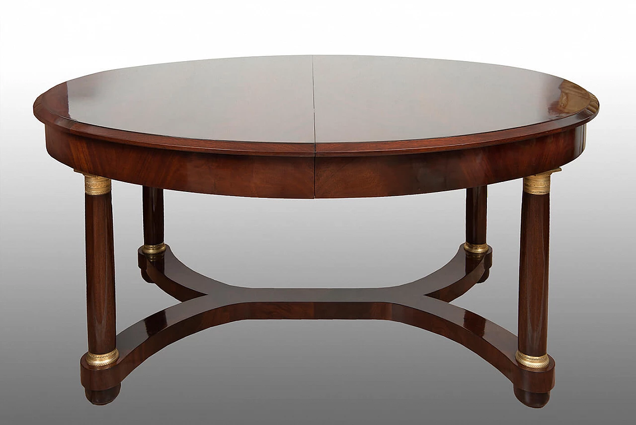 Empire style mahogany feather and bronze extendable table, early 20th century 1