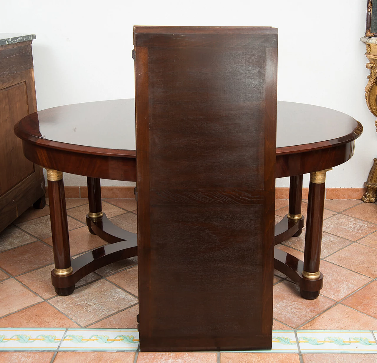 Empire style mahogany feather and bronze extendable table, early 20th century 3