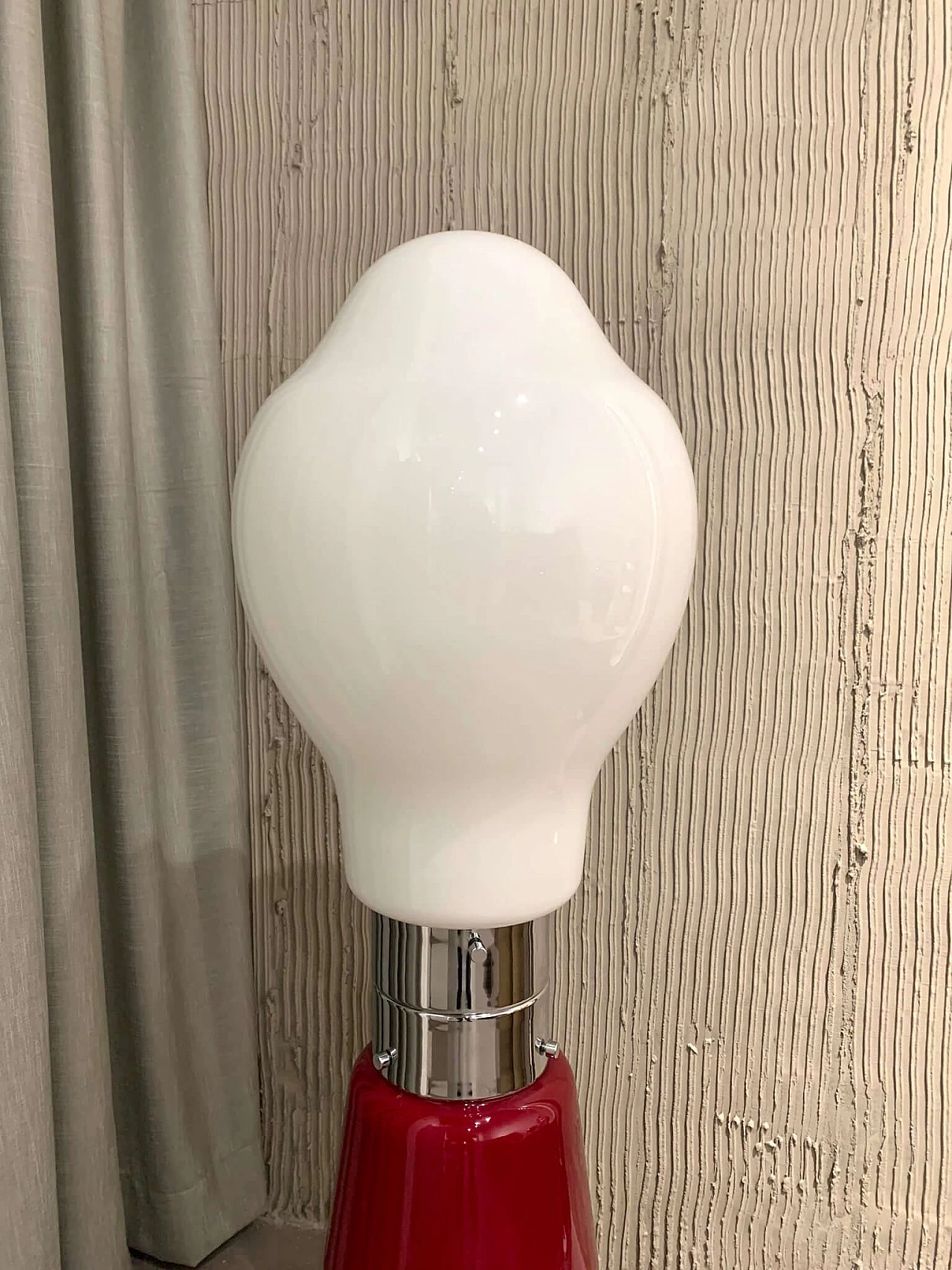 White and red Birillo table lamp by Mazzega, 1960s 4
