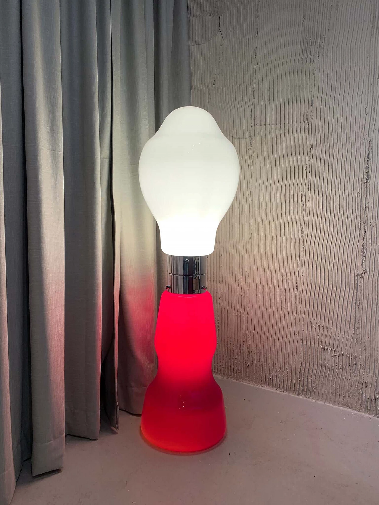 White and red Birillo table lamp by Mazzega, 1960s 5