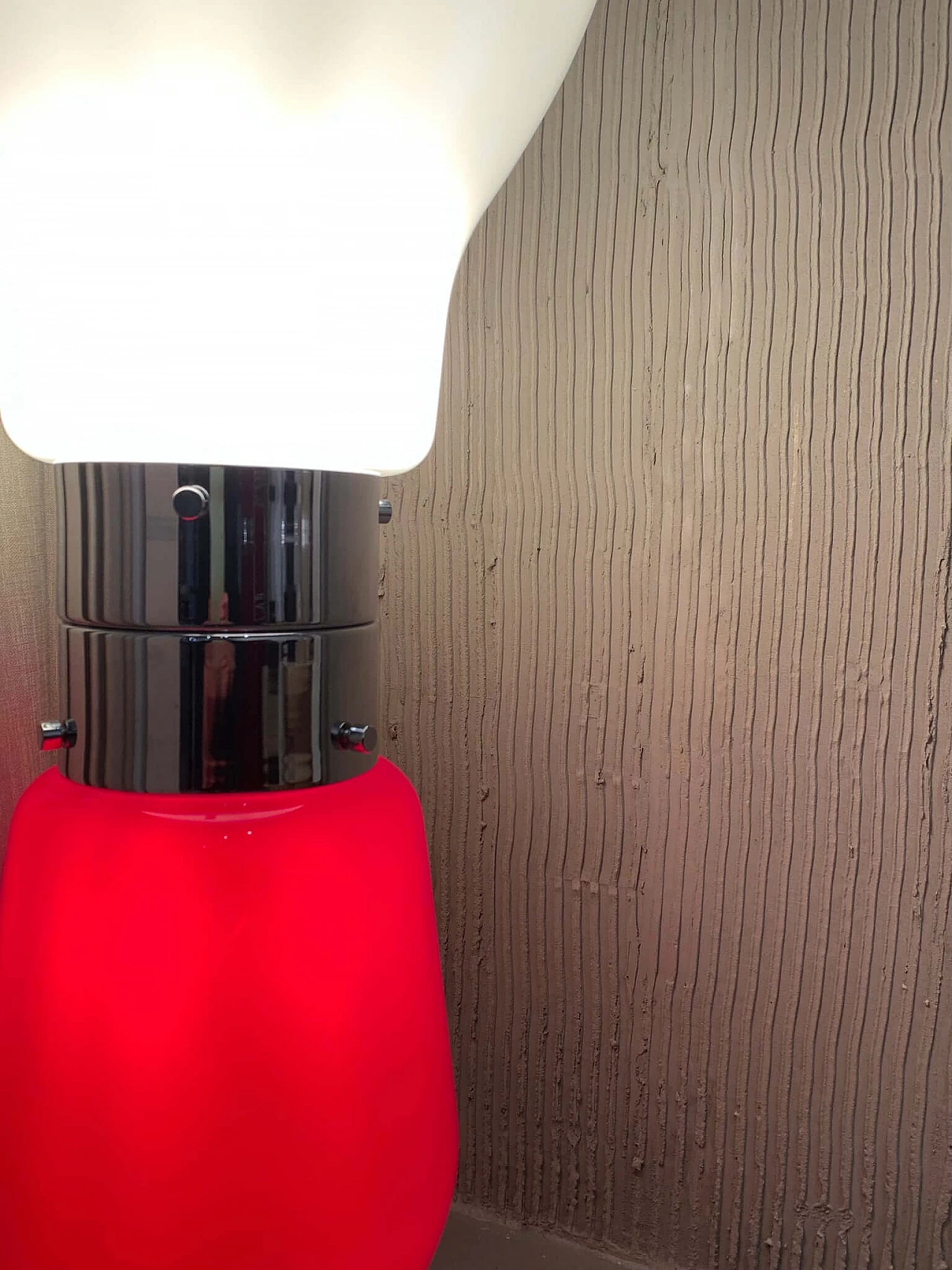 White and red Birillo table lamp by Mazzega, 1960s 6