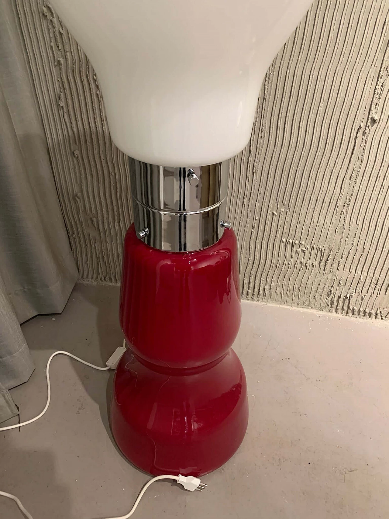 White and red Birillo table lamp by Mazzega, 1960s 8