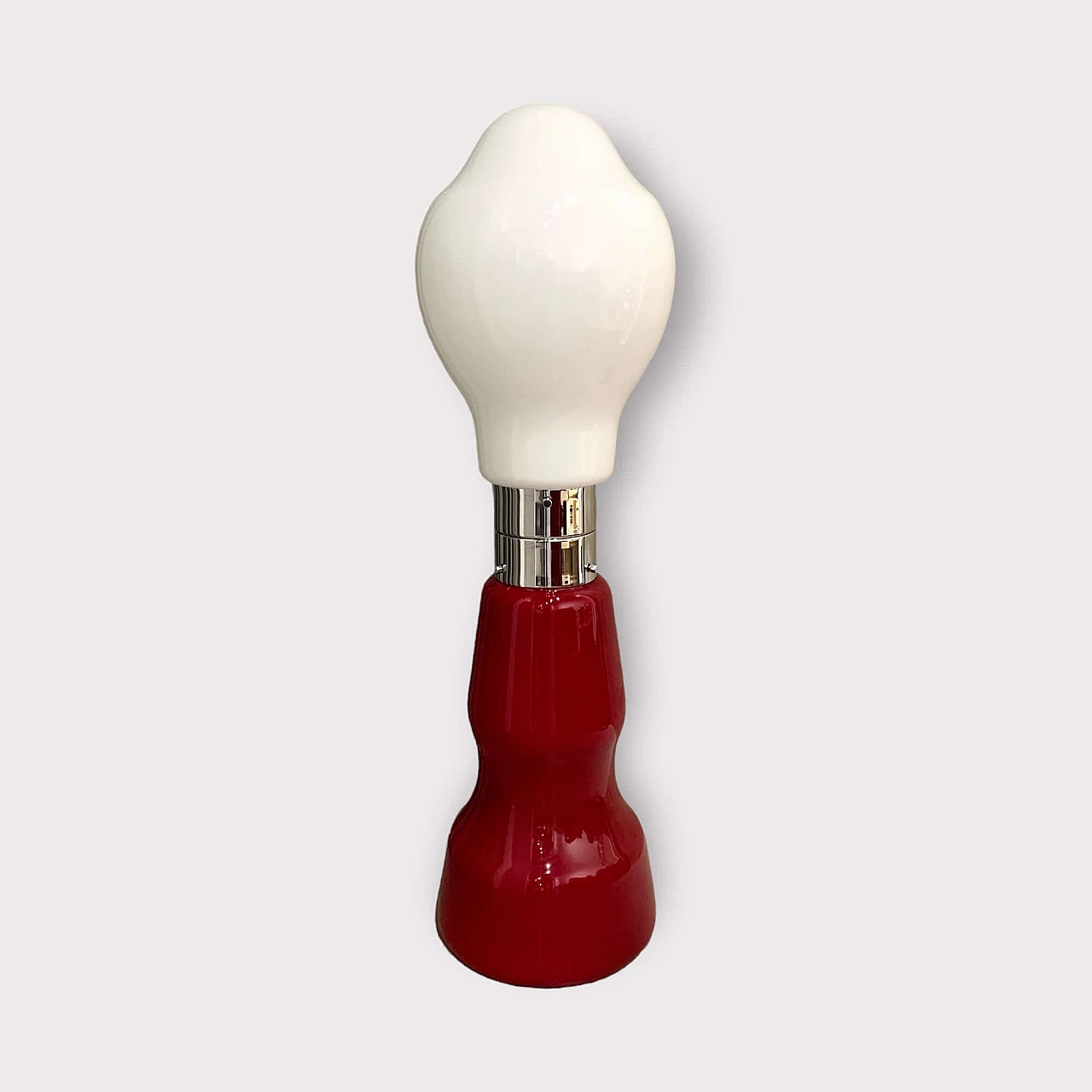 White and red Birillo table lamp by Mazzega, 1960s 9