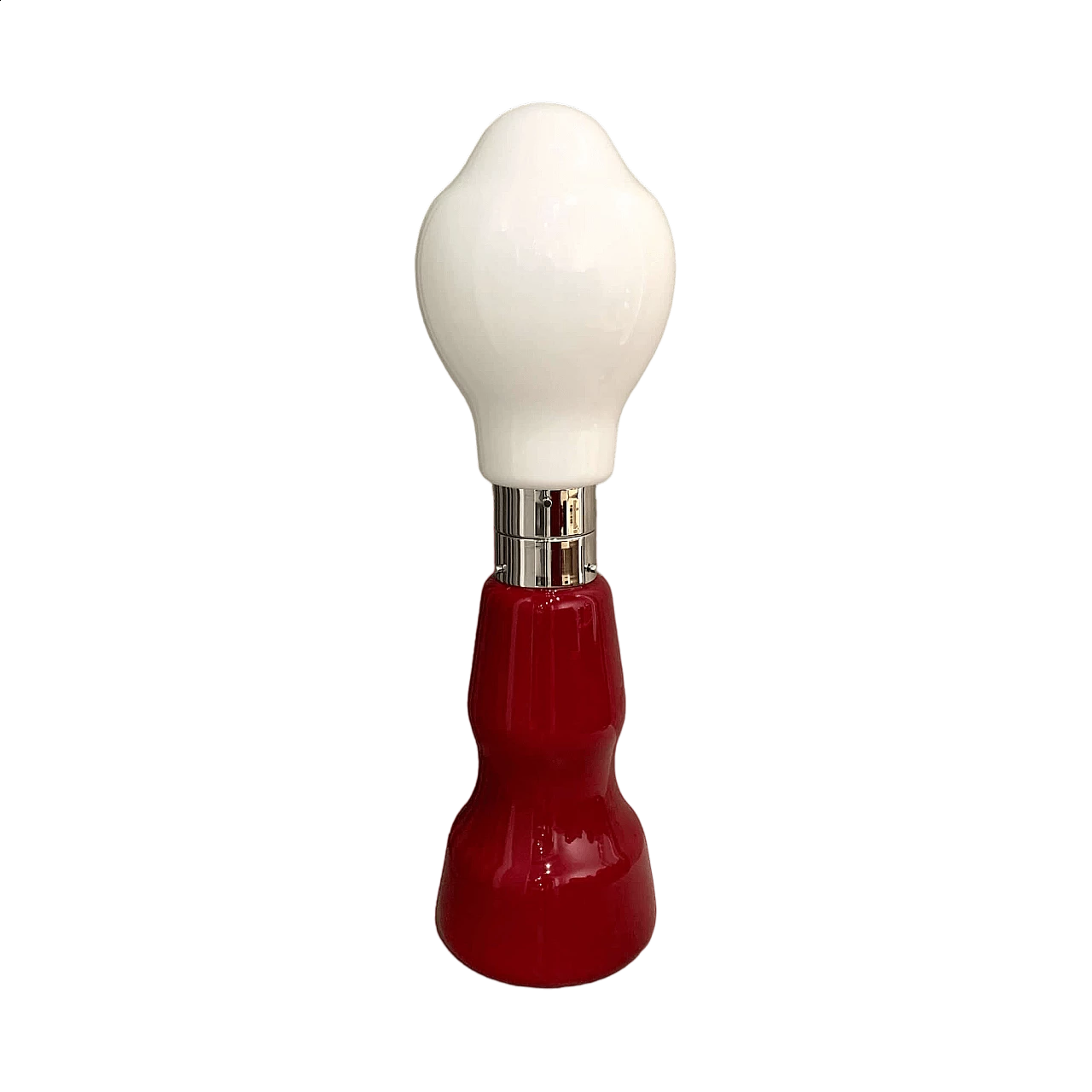 White and red Birillo table lamp by Mazzega, 1960s 10