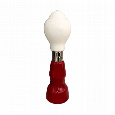 White and red Birillo table lamp by Mazzega, 1960s