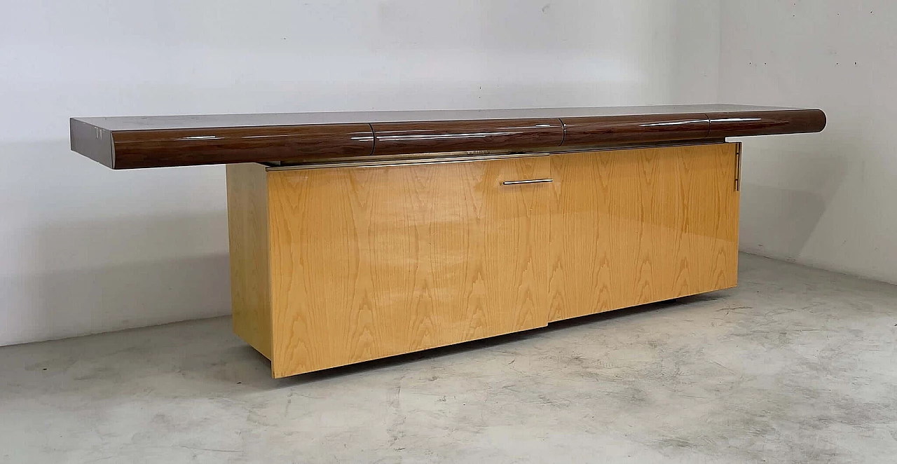 Credenza in frassino tinto e ripiano in vetro di Giovanni Offredi per Saporiti, anni '70 2