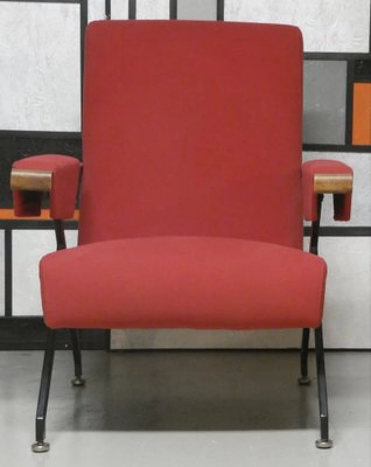 Pair of Alcantara, wood and metal reclining armchairs, 1960s 3