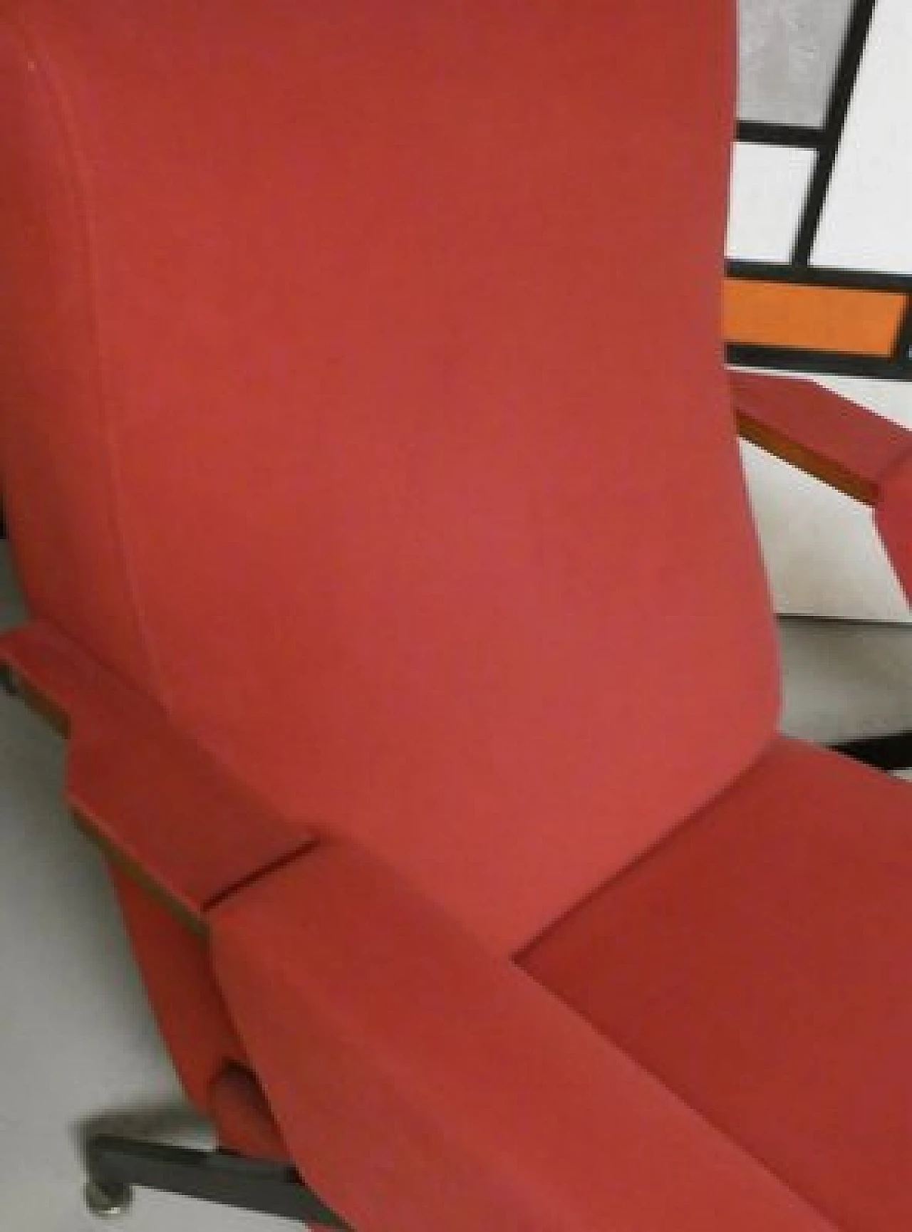 Pair of Alcantara, wood and metal reclining armchairs, 1960s 10