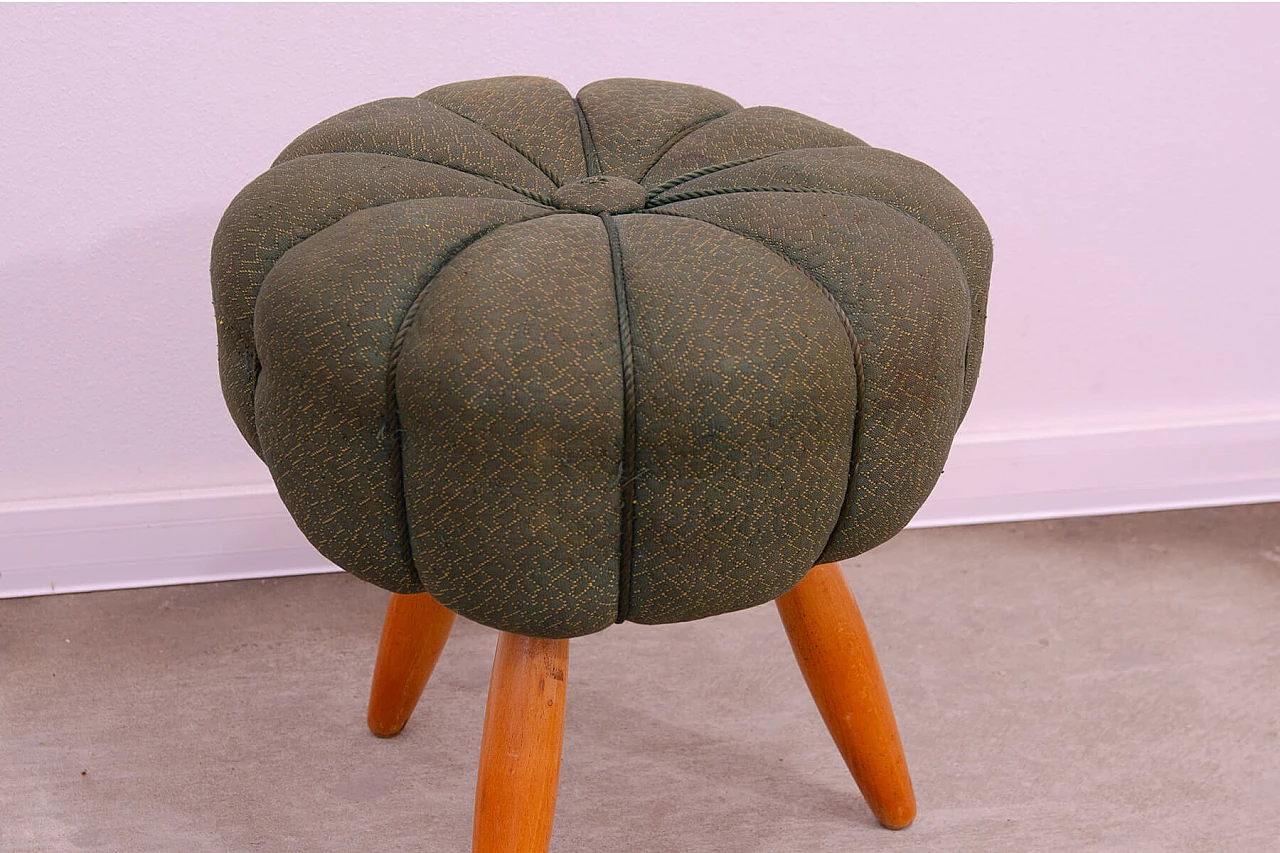 Pouf Art Déco in faggio e tessuto, anni '40 5