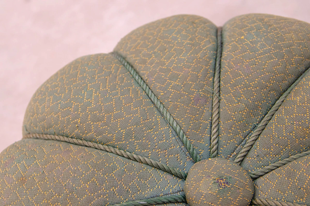 Art Deco beech and fabric pouf, 1940s 7