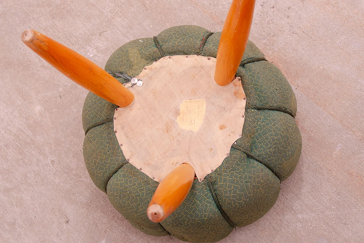 Pouf Art Déco in faggio e tessuto, anni '40 10