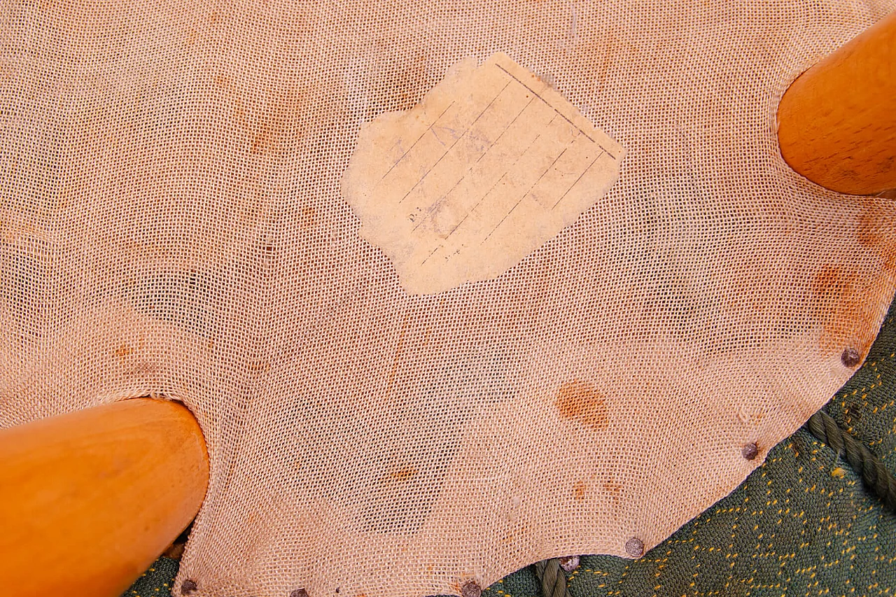 Pouf Art Déco in faggio e tessuto, anni '40 11