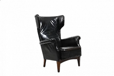 Oak and leather 8023 armchair by Fritz Hansen, 1950s