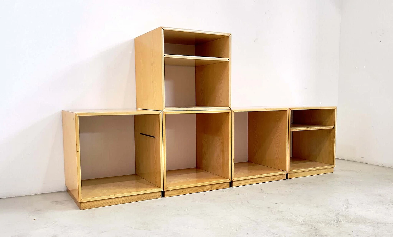 Libreria a parete in frassino di Giovanni Offredi per Saporiti, anni '70 1