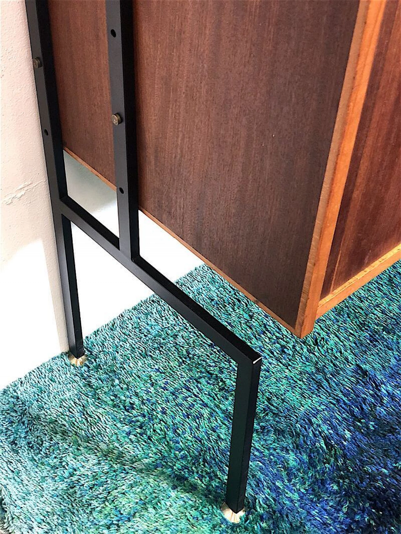 Two-bay bookcase in teak veneer wood, 1960s 11