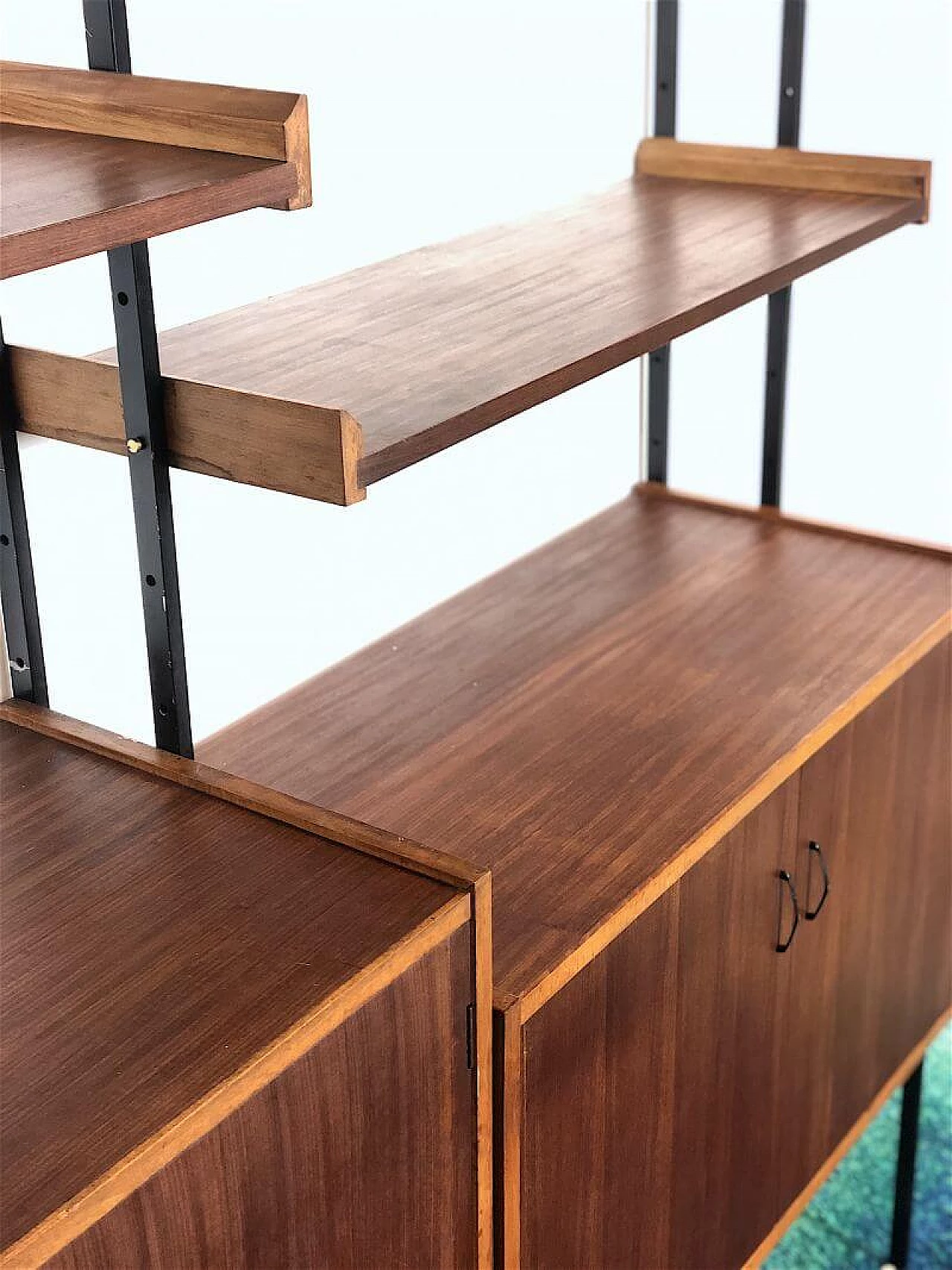 Two-bay bookcase in teak veneer wood, 1960s 13