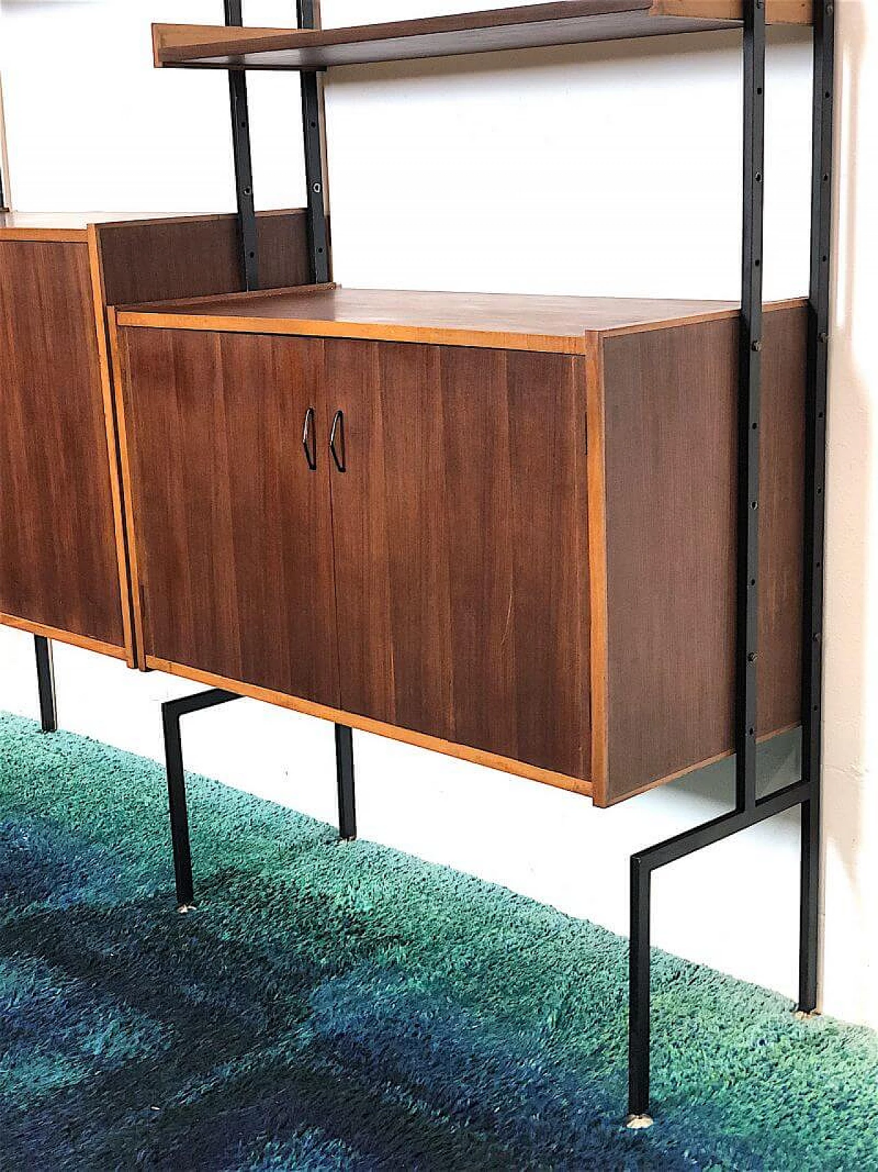 Two-bay bookcase in teak veneer wood, 1960s 15