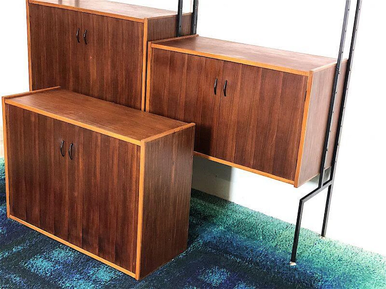 Two-bay bookcase in teak veneer wood, 1960s 20