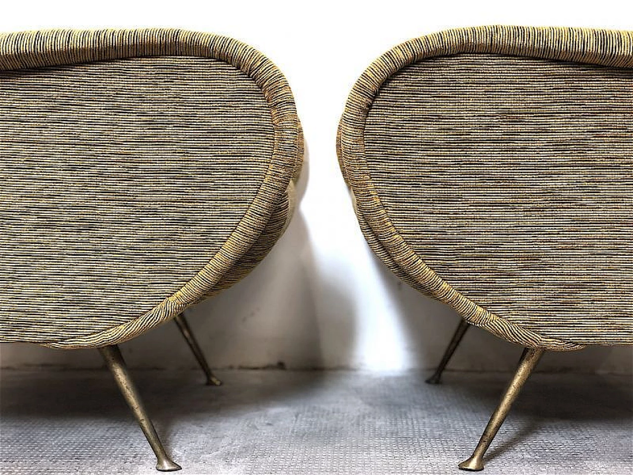 Pair of Lady armchairs with brass feet attributed to Marco Zanuso, 1950s 10