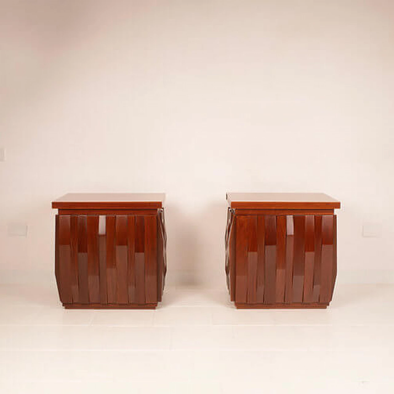 Pair of Barium solid walnut bedside tables by Luciano Frigerio for Frigerio di Desio, 1970s 9