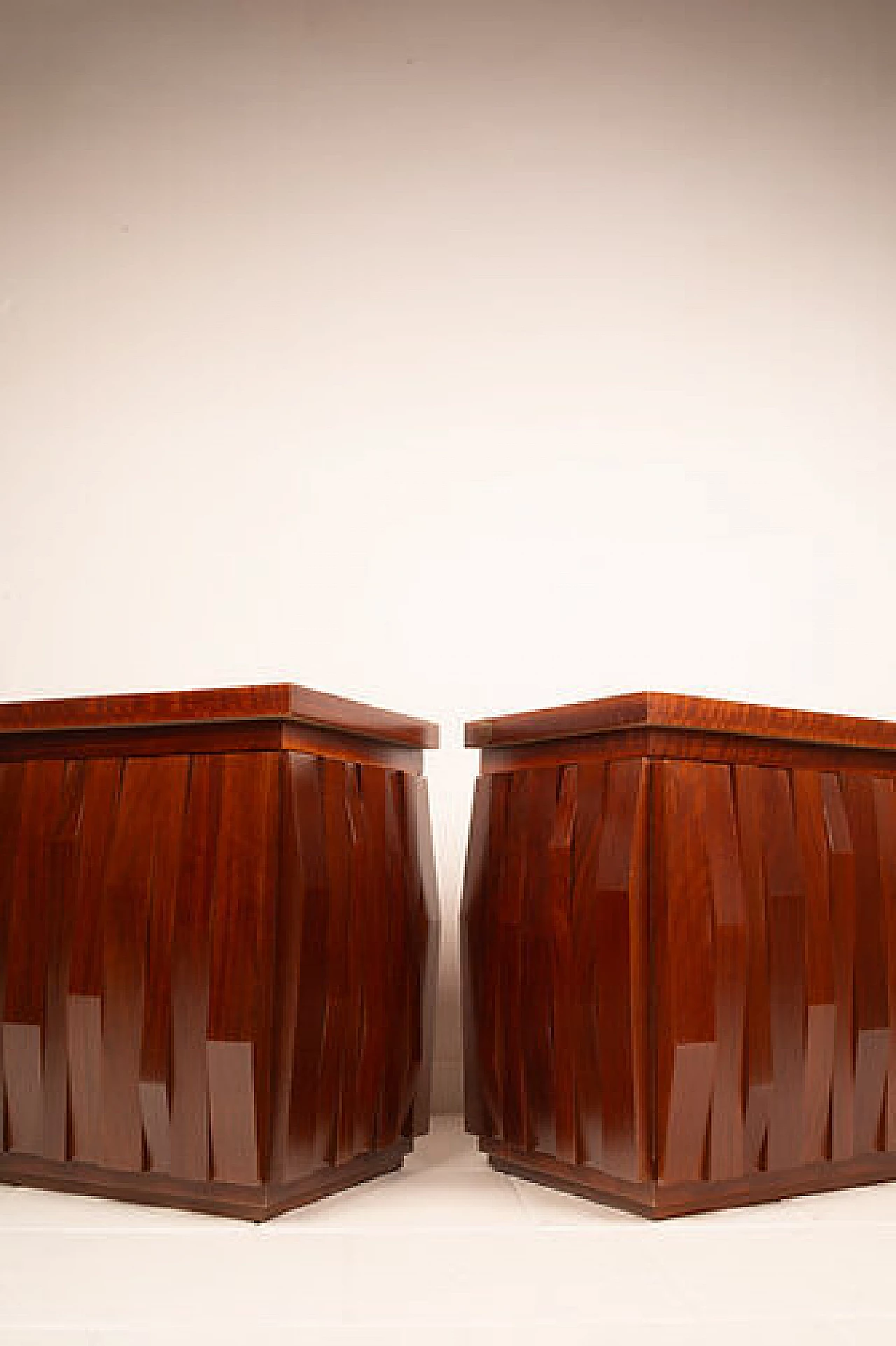 Pair of Barium solid walnut bedside tables by Luciano Frigerio for Frigerio di Desio, 1970s 12
