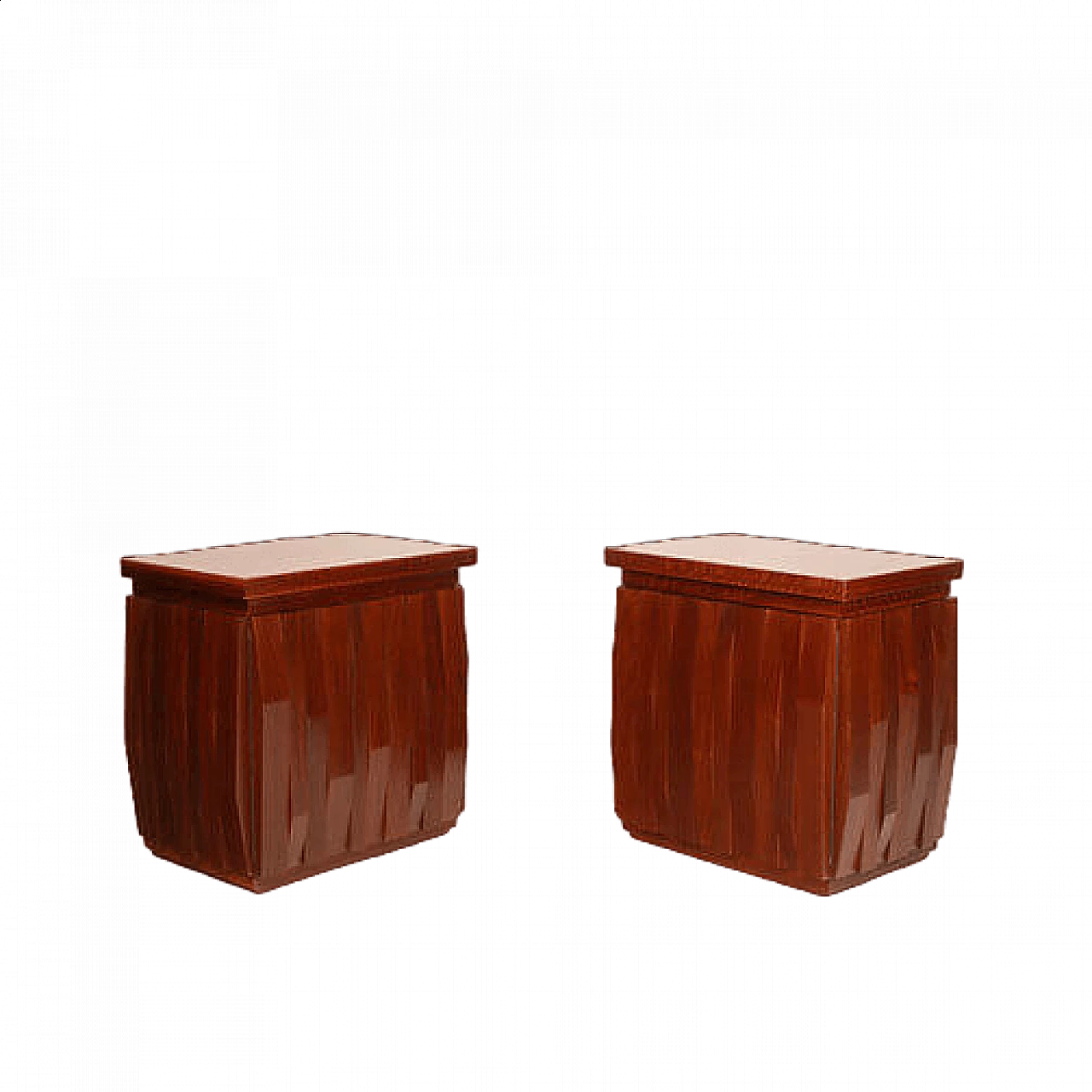 Pair of Barium solid walnut bedside tables by Luciano Frigerio for Frigerio di Desio, 1970s 16