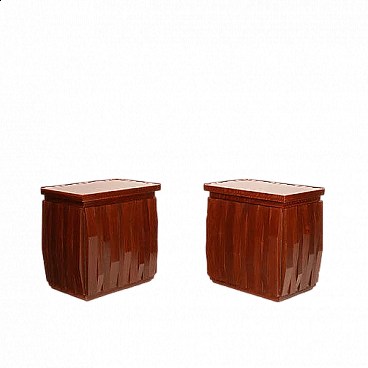 Pair of Barium solid walnut bedside tables by Luciano Frigerio for Frigerio di Desio, 1970s