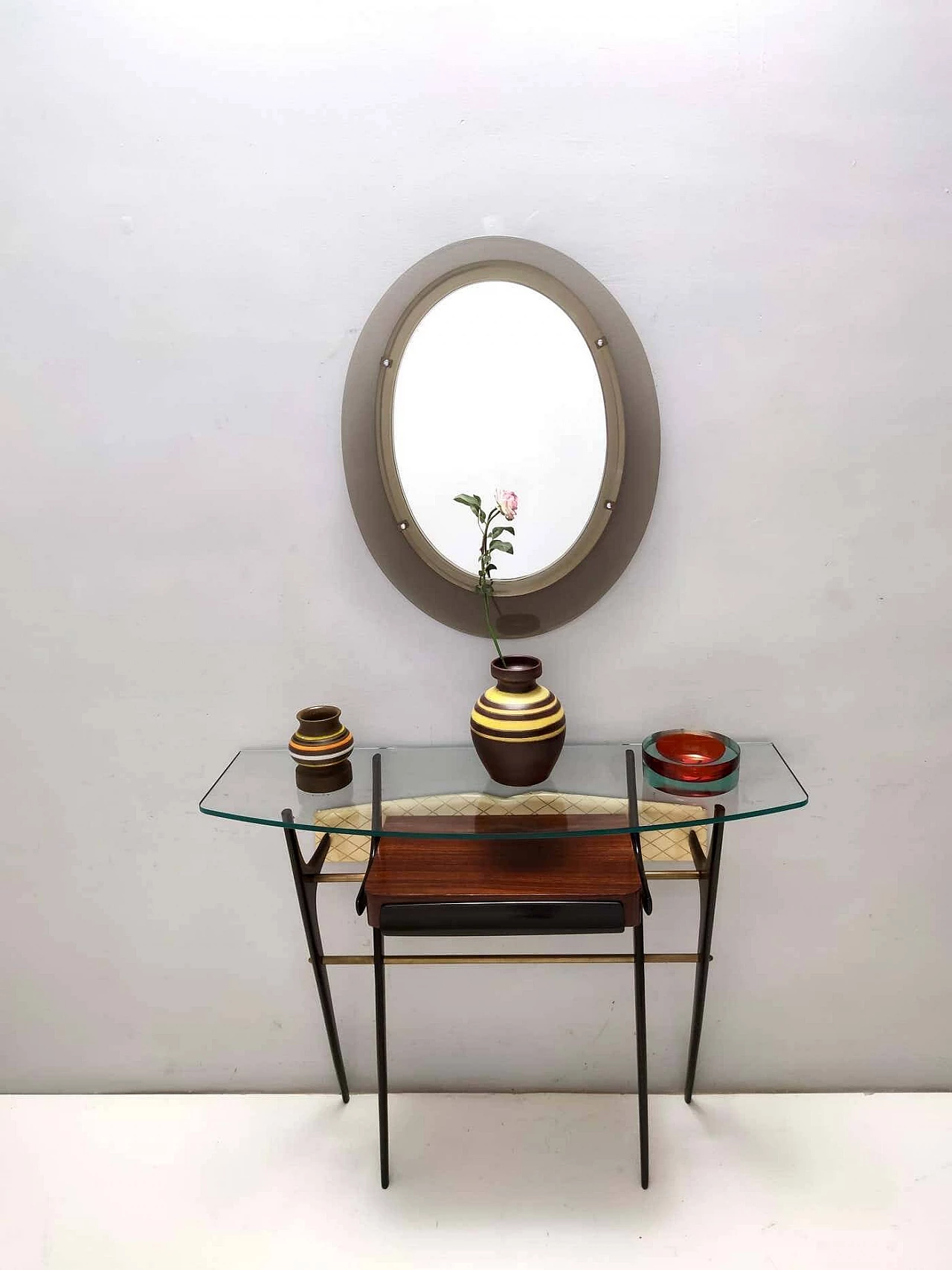 Wall mirror with smoked glass frame in the style of Max Ingrand for Fontana Arte, 1960s 5