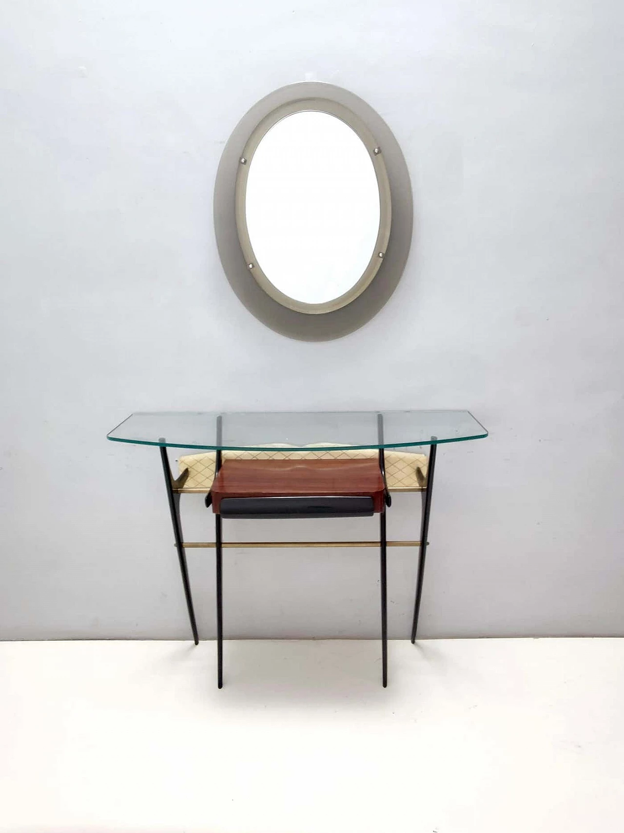 Wall mirror with smoked glass frame in the style of Max Ingrand for Fontana Arte, 1960s 6