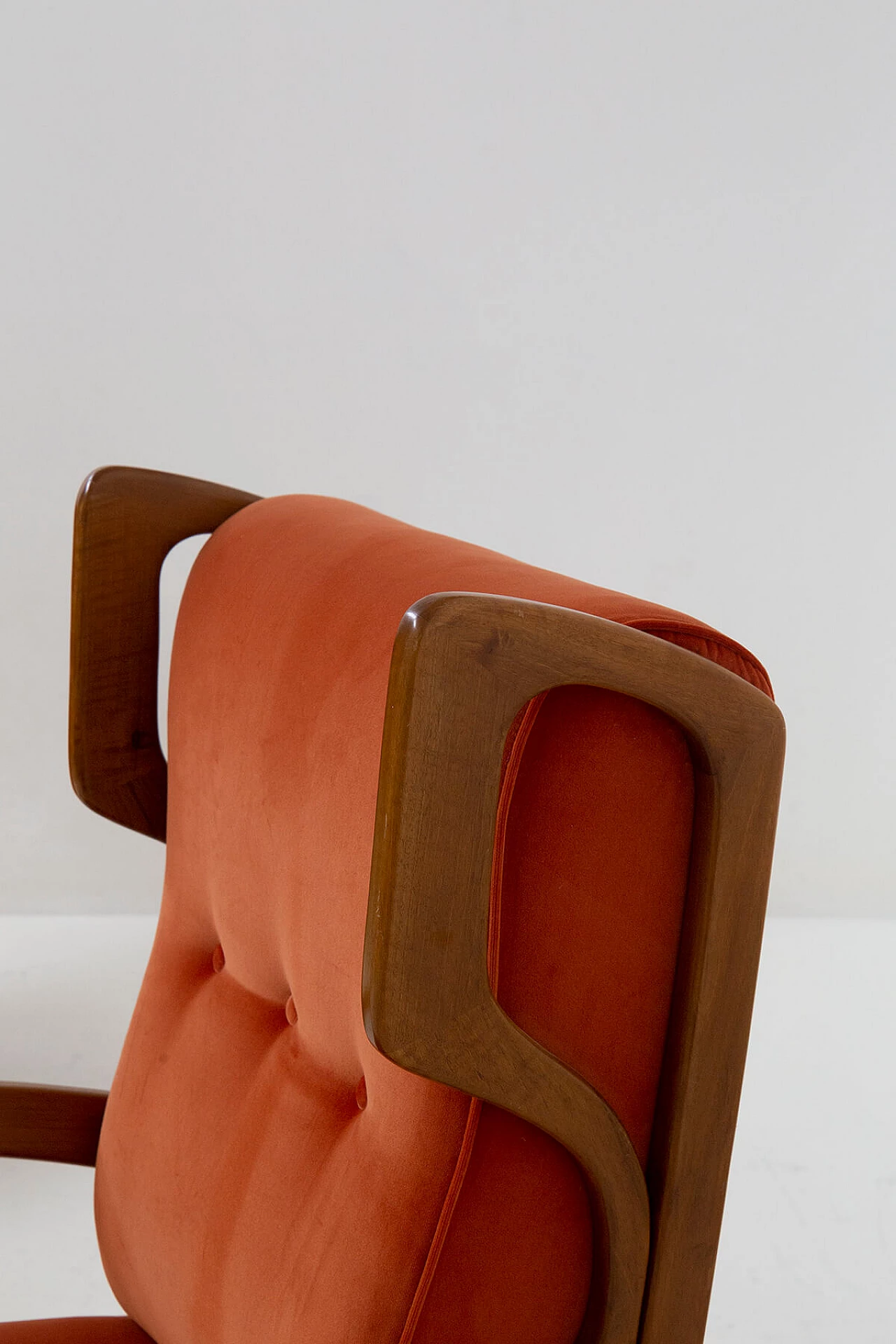 Pair of wood and velvet armchairs by Orlando Orlandi, 1950s 17