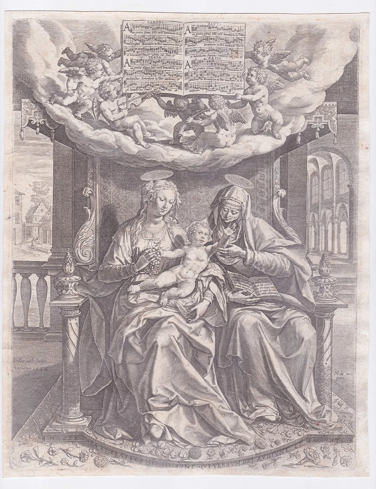 Johan Sadeler I, The Virgin, Child and St. Anne, burin, 16th century 1
