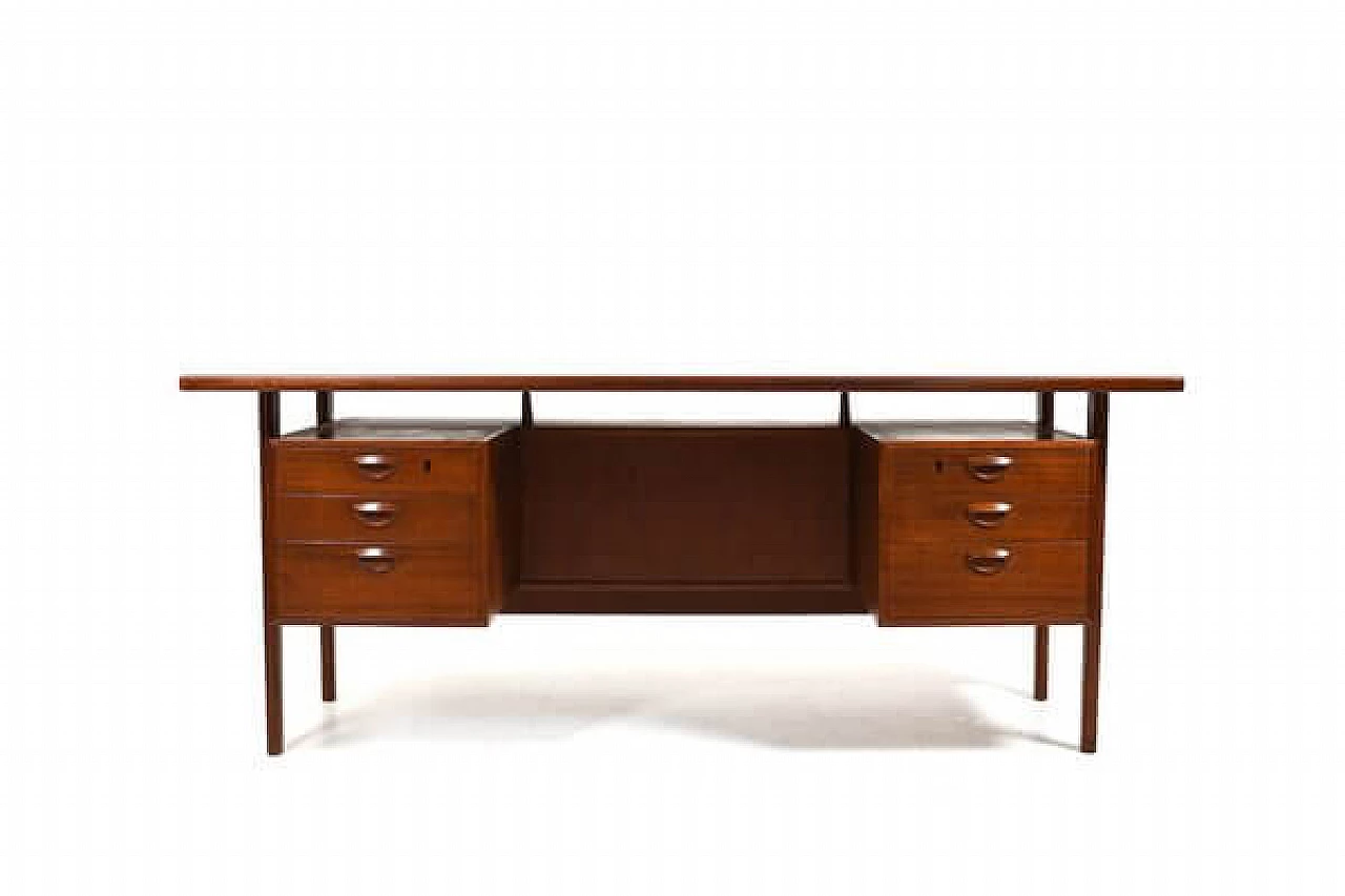 FM60 teak desk by Kai Kristiansen for Feldballes Møbelfabrik, 1960s 1