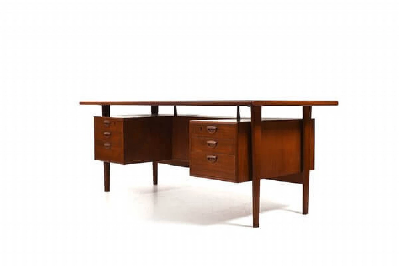 FM60 teak desk by Kai Kristiansen for Feldballes Møbelfabrik, 1960s 2