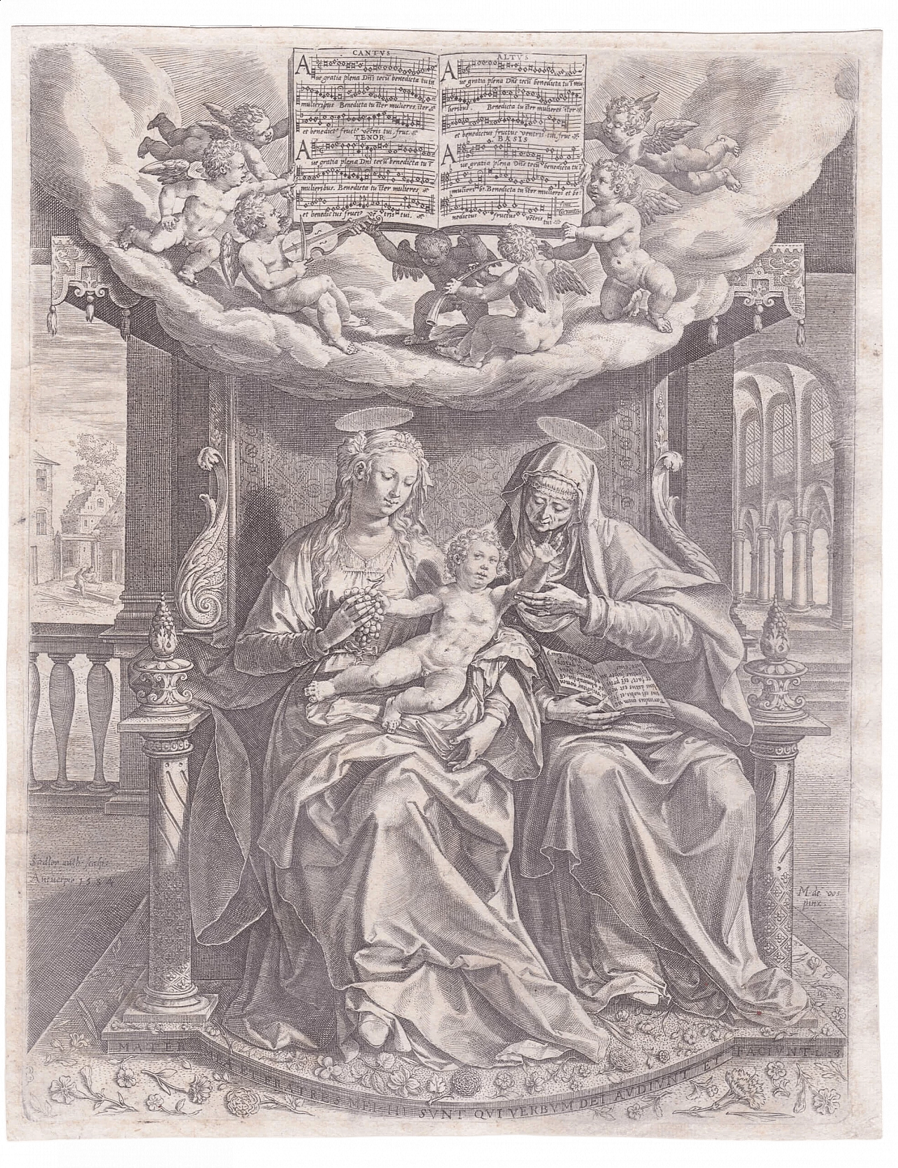 Johan Sadeler I, La Vergine, il Bambino e Sant’Anna, bulino, '500 4