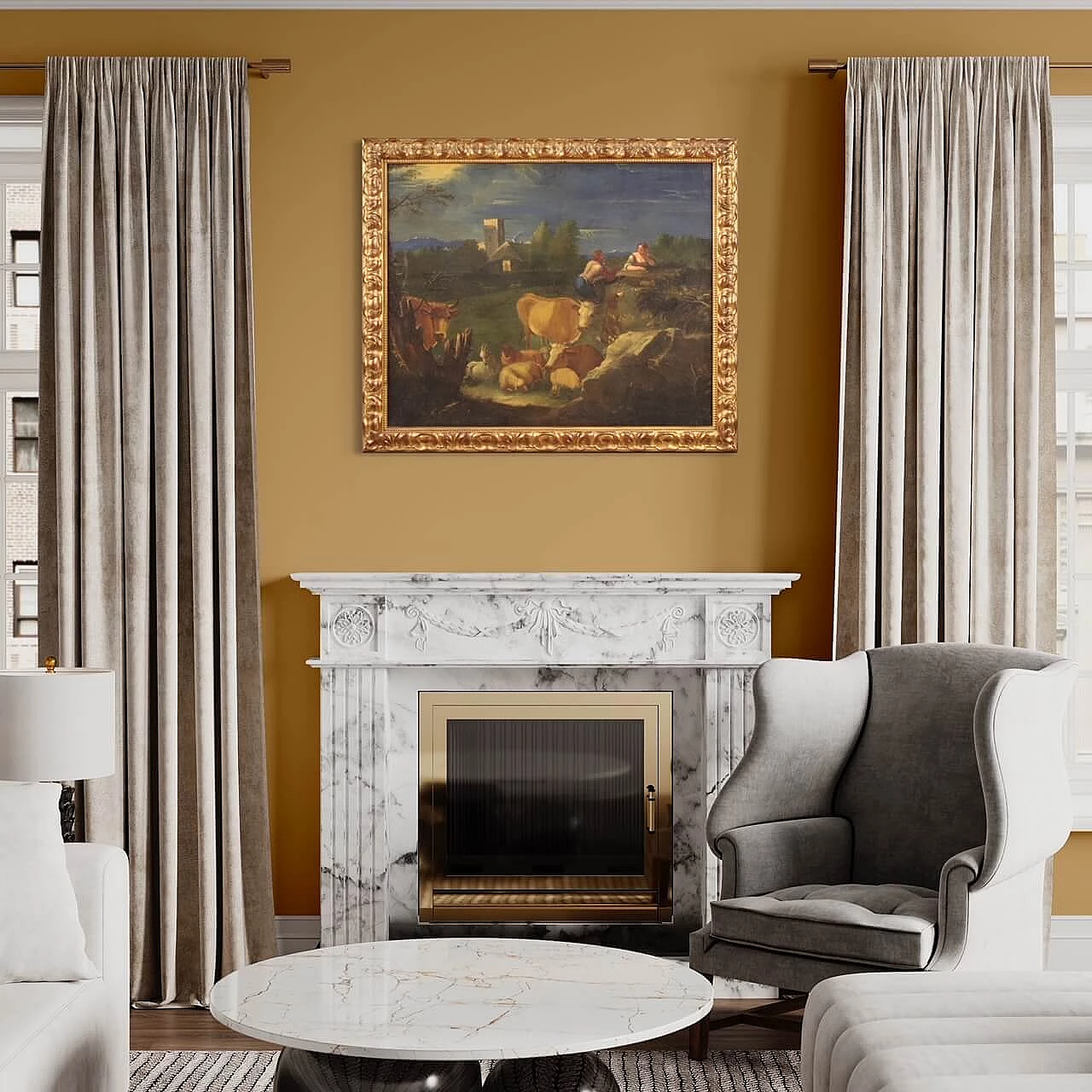 Veduta con pastori e animali, olio su tela, fine '700 16