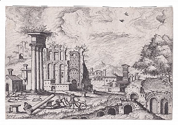 Joannes van Doetecum, Roman Forum, etching, 16th century