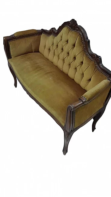 English style wood and fabric sofa, 1970s