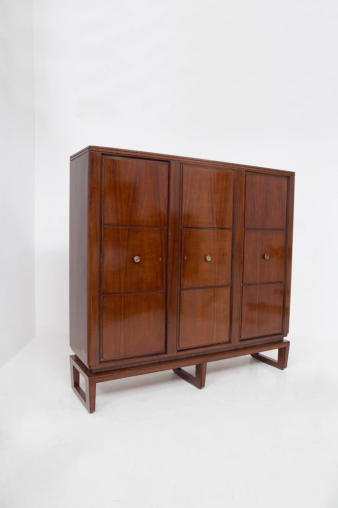 Three-door wooden wardrobe by Paolo Buffa for Serafino Arrighi, 1950s 12