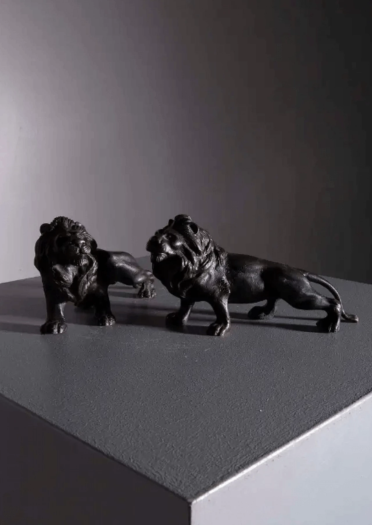 Pair of bronze statues of French lions, 19th century 6