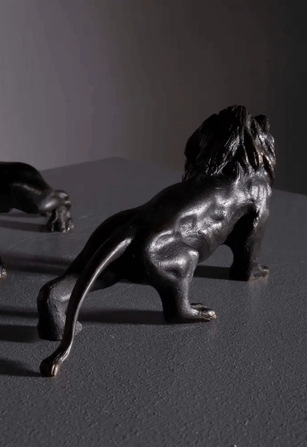 Coppia di statue in bronzo di leoni francesi, '800 8