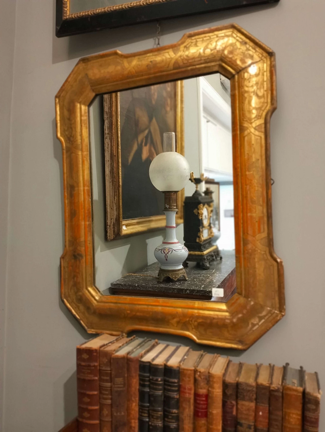 Specchiera Luigi Filippo in legno d'oro zecchino, seconda metà '800 1