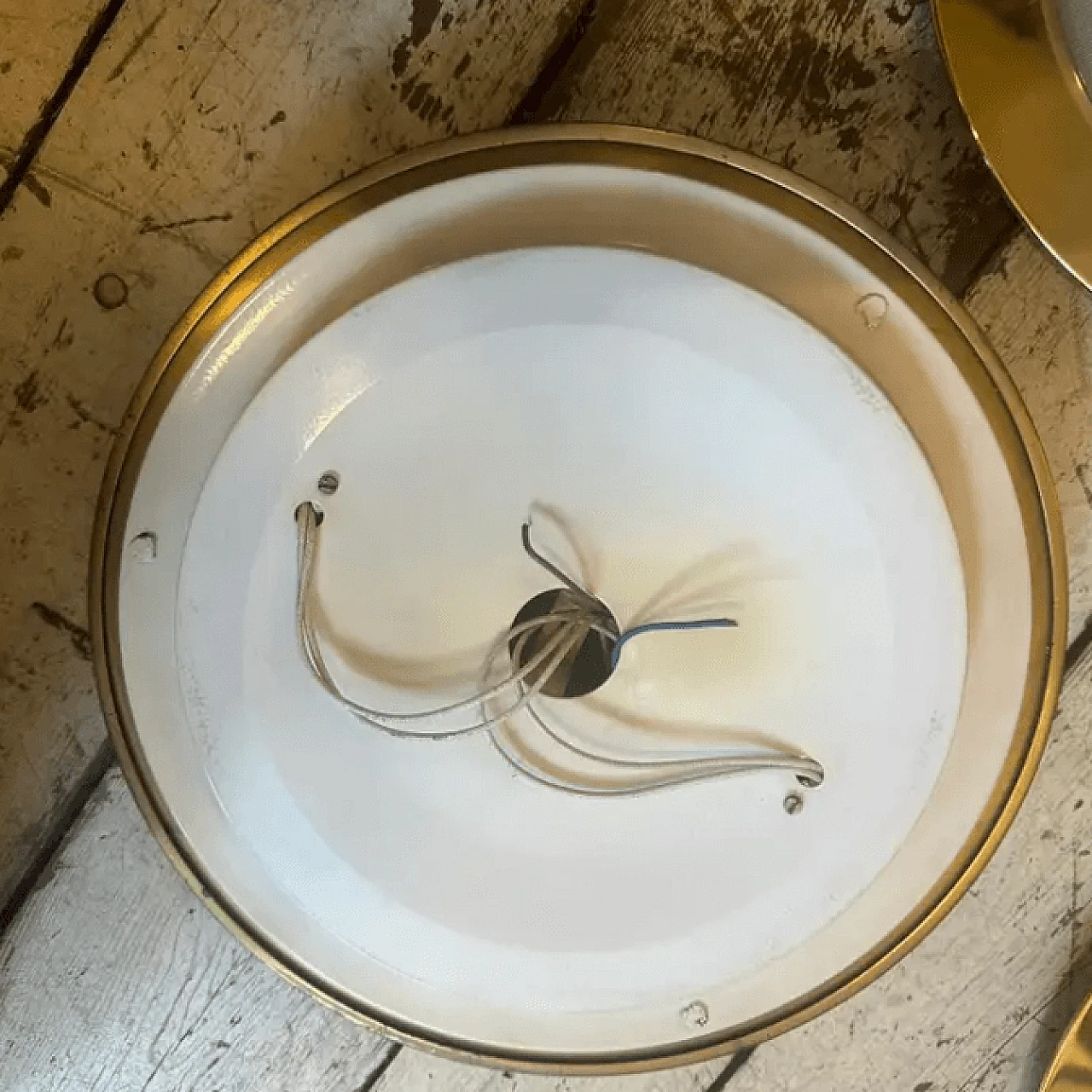 4 Plafoniere rotonde in ottone e vetro nello stile di Luigi Caccia Dominioni, anni '60 7