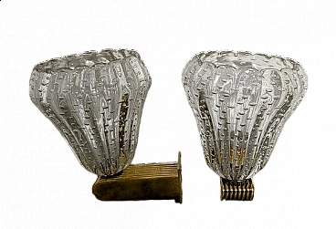 Pair of bulb glass wall lamps by Barovier & Toso, 1940s