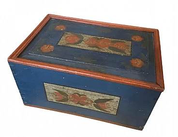 Scatola siciliana Louis Philippe in legno laccato rosso e blu, '800