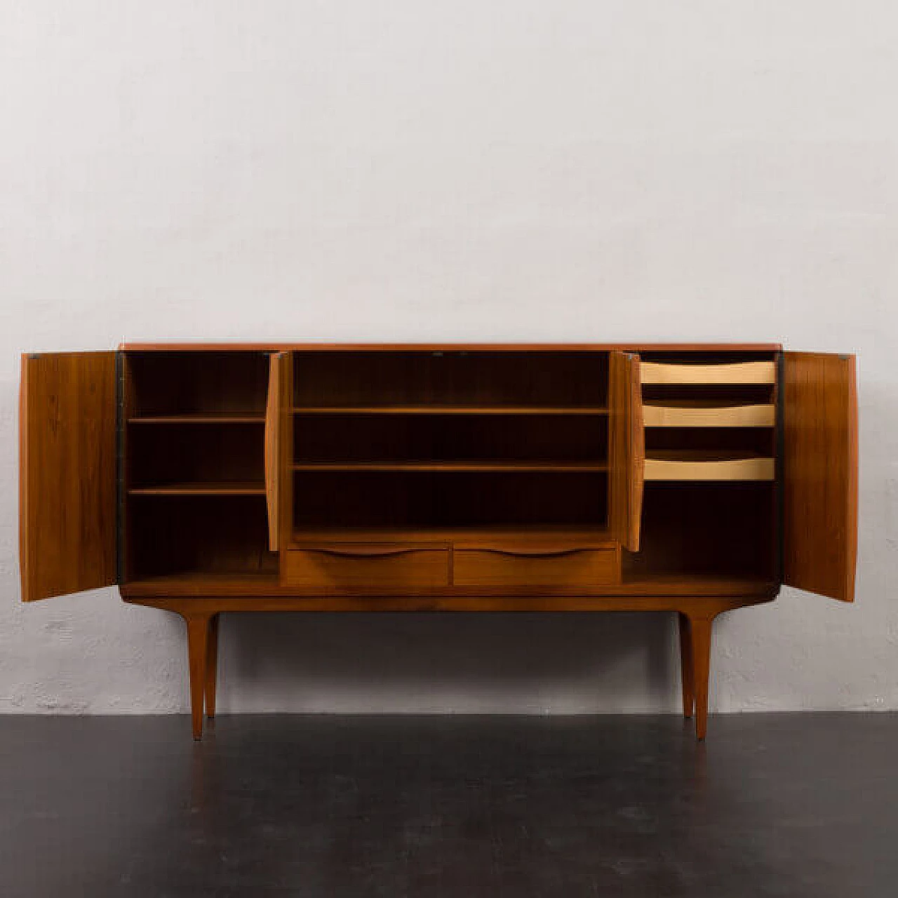 Johannes Andersen highboard, teak credenza, 1960s 6